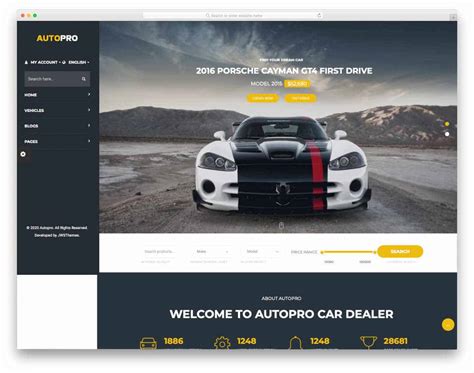 used car dealer website template.